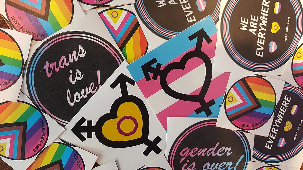 Various stickers with different gender flags