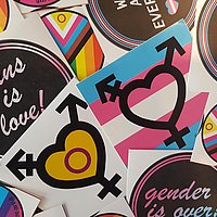 Various stickers with different gender flags