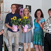 Die als "Teacher of the year" ausgezeichneten André Heinz und Christine Blümke mit der ASH-Hochschulleitung.
