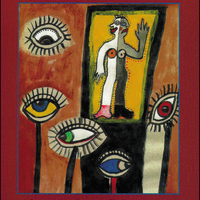 Buchcover mit gemalten Augen und einer abstrakten Frauenfigur