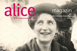 Titelbild des alice Magazin mit einem Foto von einer lächelnden Alice Salomon 